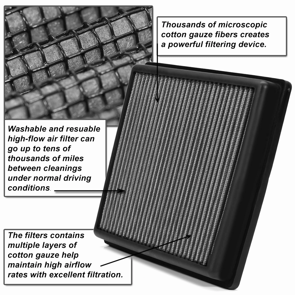 01-05 Toyota RAV4 2.0 2.4L Drop-in Panel Air Filter - Silver