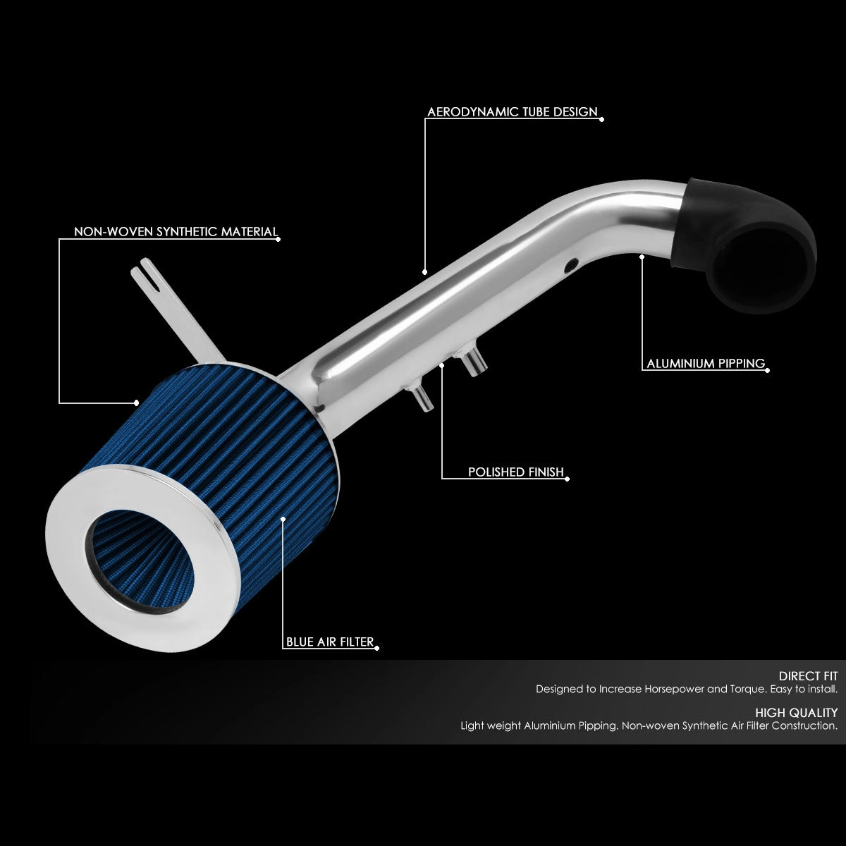 02-05 Honda Civic Si Aluminum Cold Air Intake w/Blue Cone Filter
