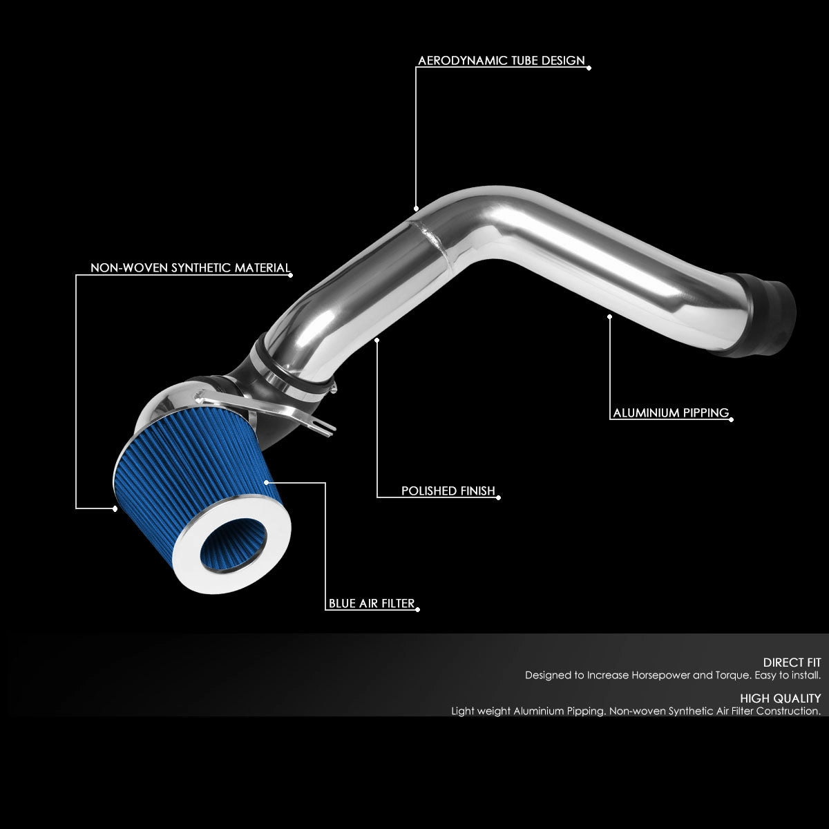 09-10 Dodge Charger Challenger 3.5L 6V Aluminum Cold Air Intake w/Blue Cone Filter