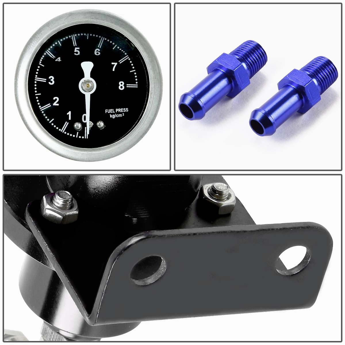 0 to 160 PSI Adjustable Aluminum Fuel Pressure Regulator   Liquid Filled Gauge