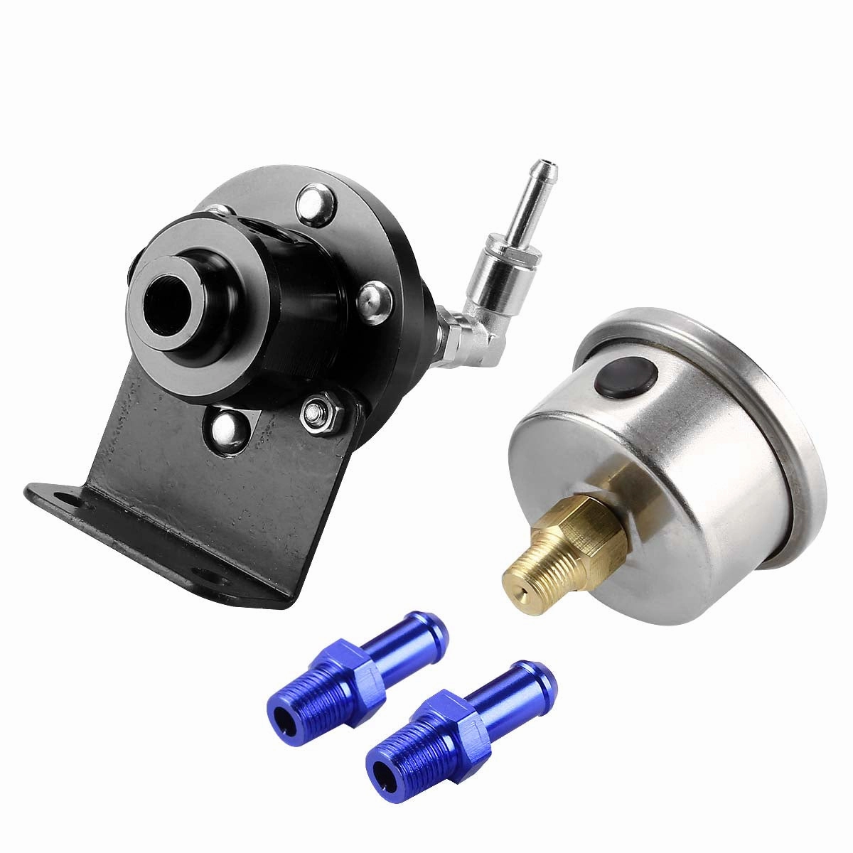 0 to 160 PSI Adjustable Aluminum Fuel Pressure Regulator   Liquid Filled Gauge