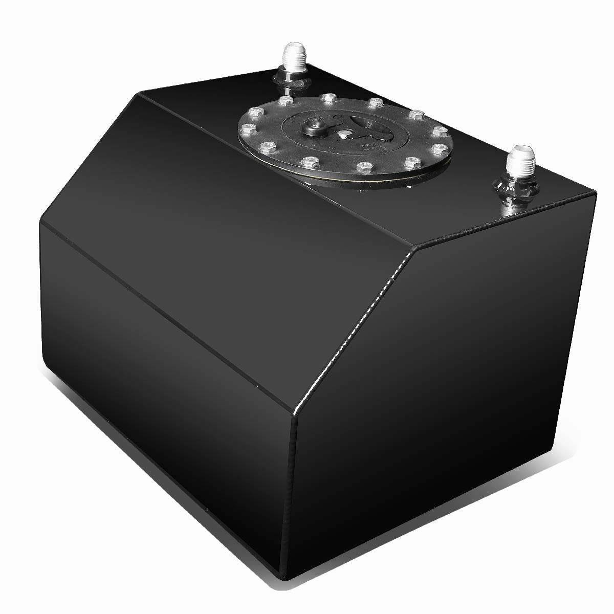10 in. L x 12 in. W x 8.25 in. H 8AN Male Inlet Aluminum Fuel Tank - 4 Gallon Capacity