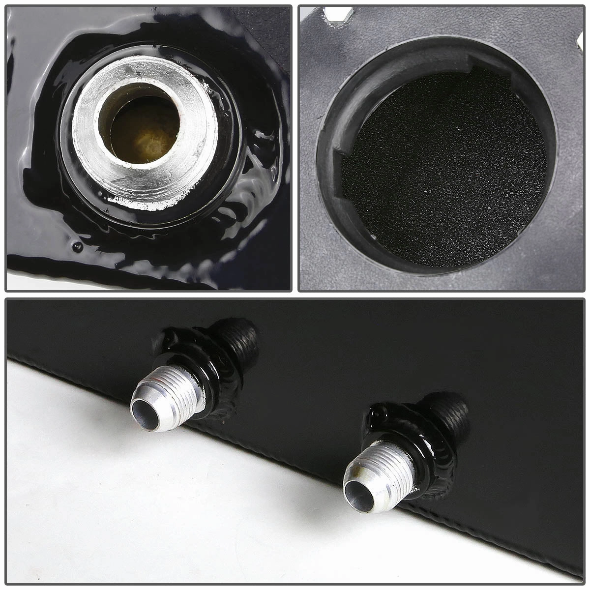 10 in. L x 12 in. W x 8.25 in. H 8AN Male Inlet Aluminum Fuel Tank - 4 Gallon Capacity