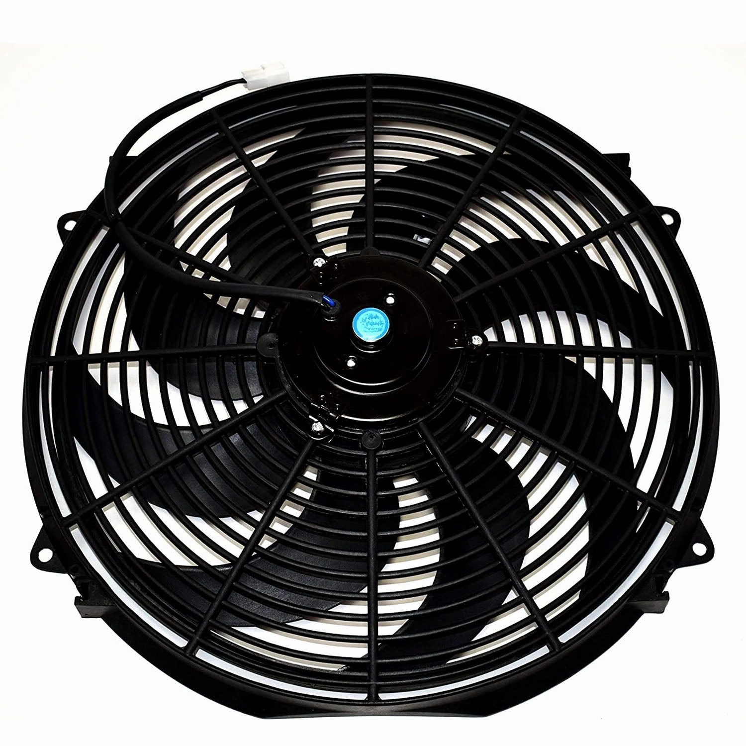 160061 16" High Performance Heavy Duty 12V Black Radiator Electric Wide Curved Cooling Fan Assembly Kit 8 Blade FAN 3000 CFM