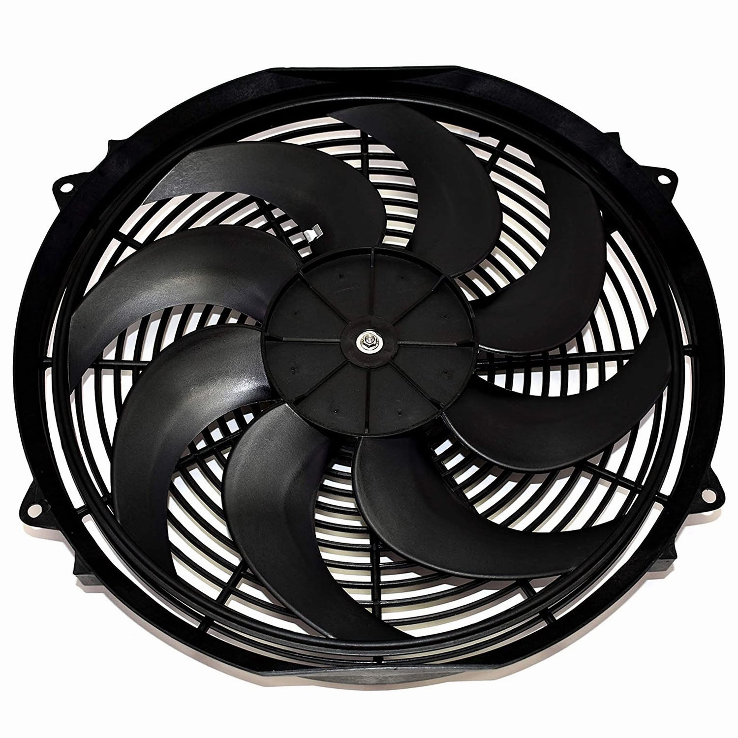 160061 16" High Performance Heavy Duty 12V Black Radiator Electric Wide Curved Cooling Fan Assembly Kit 8 Blade FAN 3000 CFM