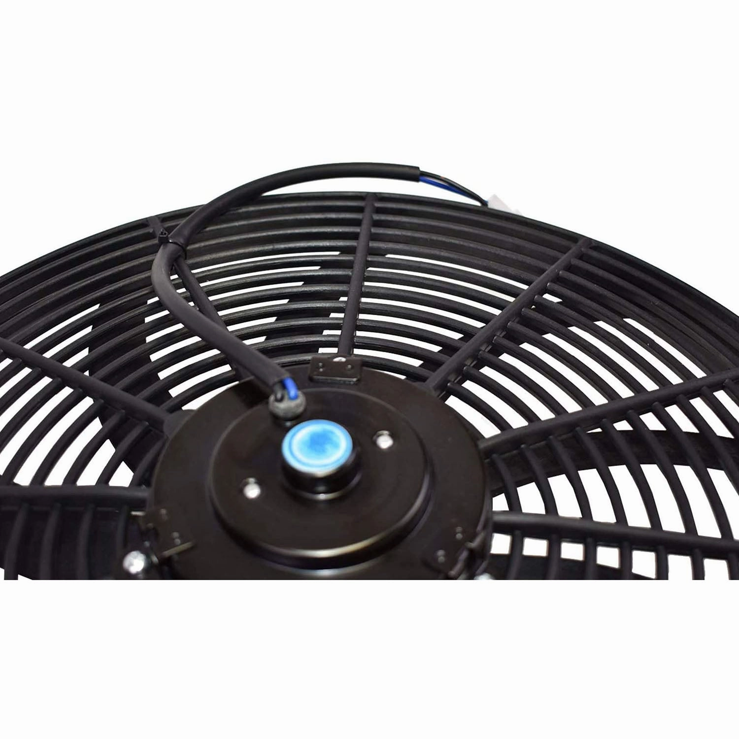 160061 16" High Performance Heavy Duty 12V Black Radiator Electric Wide Curved Cooling Fan Assembly Kit 8 Blade FAN 3000 CFM
