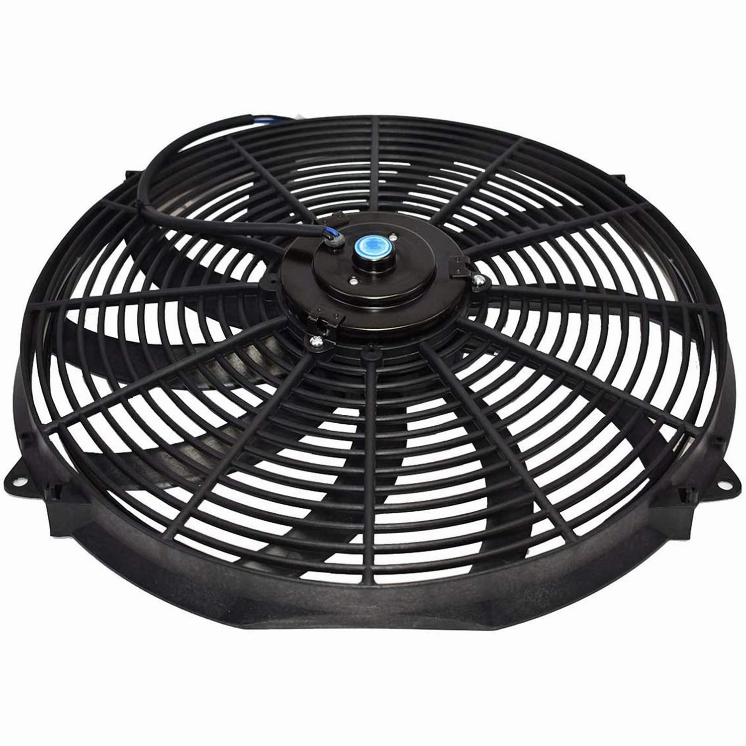 160061 16" High Performance Heavy Duty 12V Black Radiator Electric Wide Curved Cooling Fan Assembly Kit 8 Blade FAN 3000 CFM