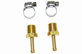 1-4" NPT (National Pipe Thread) to 1-4" hose with 2 hose clamps