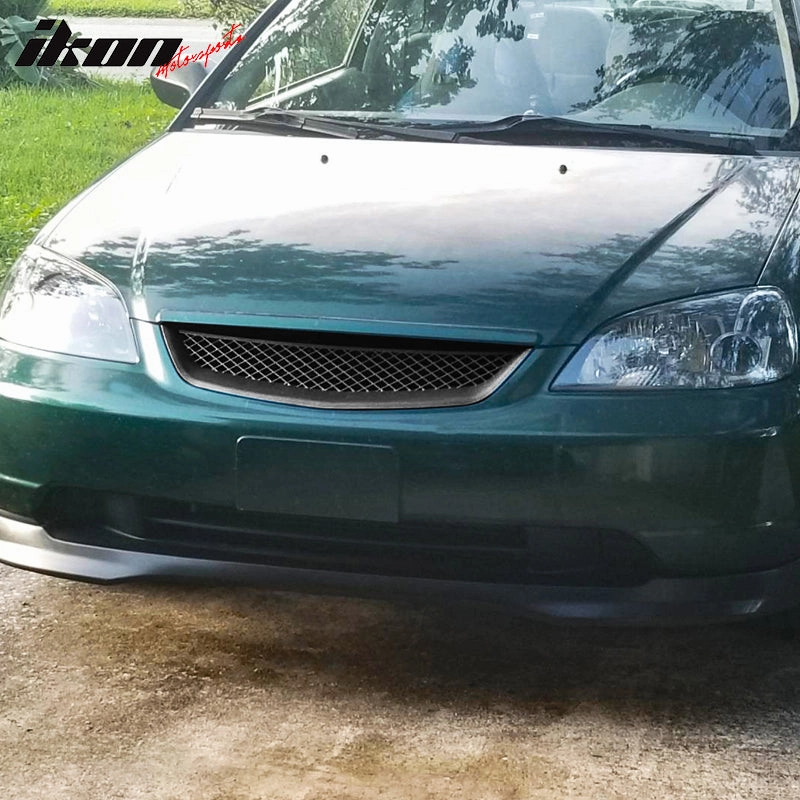 2001-2003 Honda Civic 2Dr 4Dr T-R Black Front Hood Grille Grill ABS
