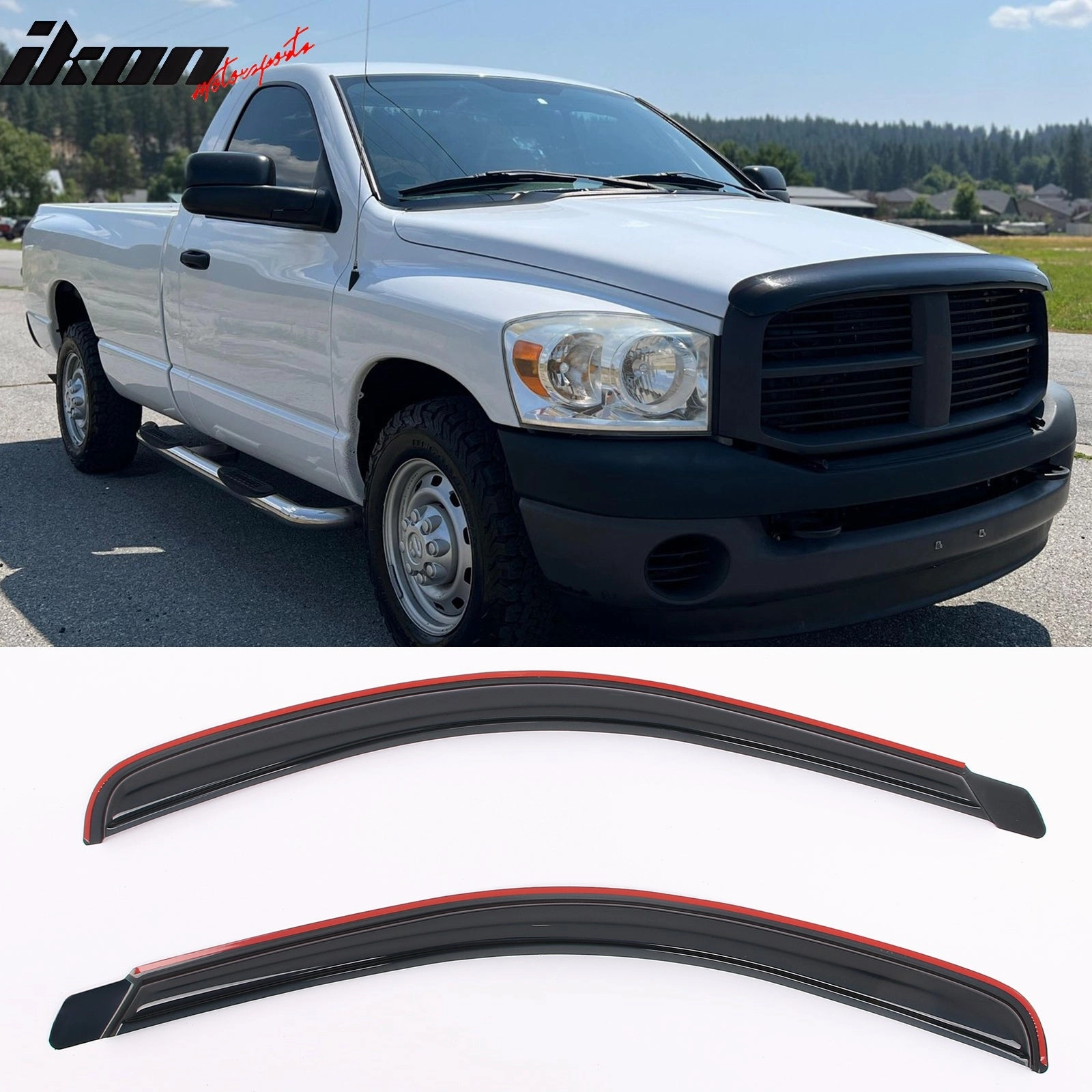 2002-2009 Dodge Ram 1500 2500 Standard Cab Smoke Window Visors Acrylic