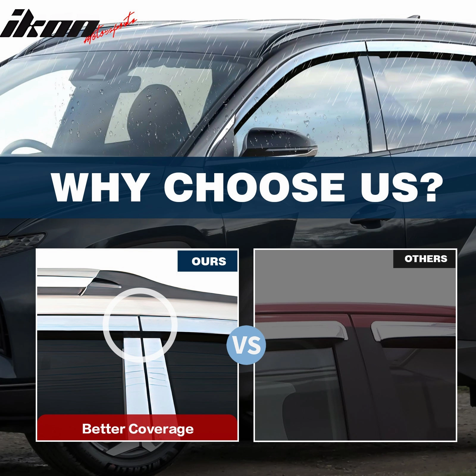 2005-2009 Hyundai Tucson Tape-On Chrome 4PCS Window Visors Guards ABS