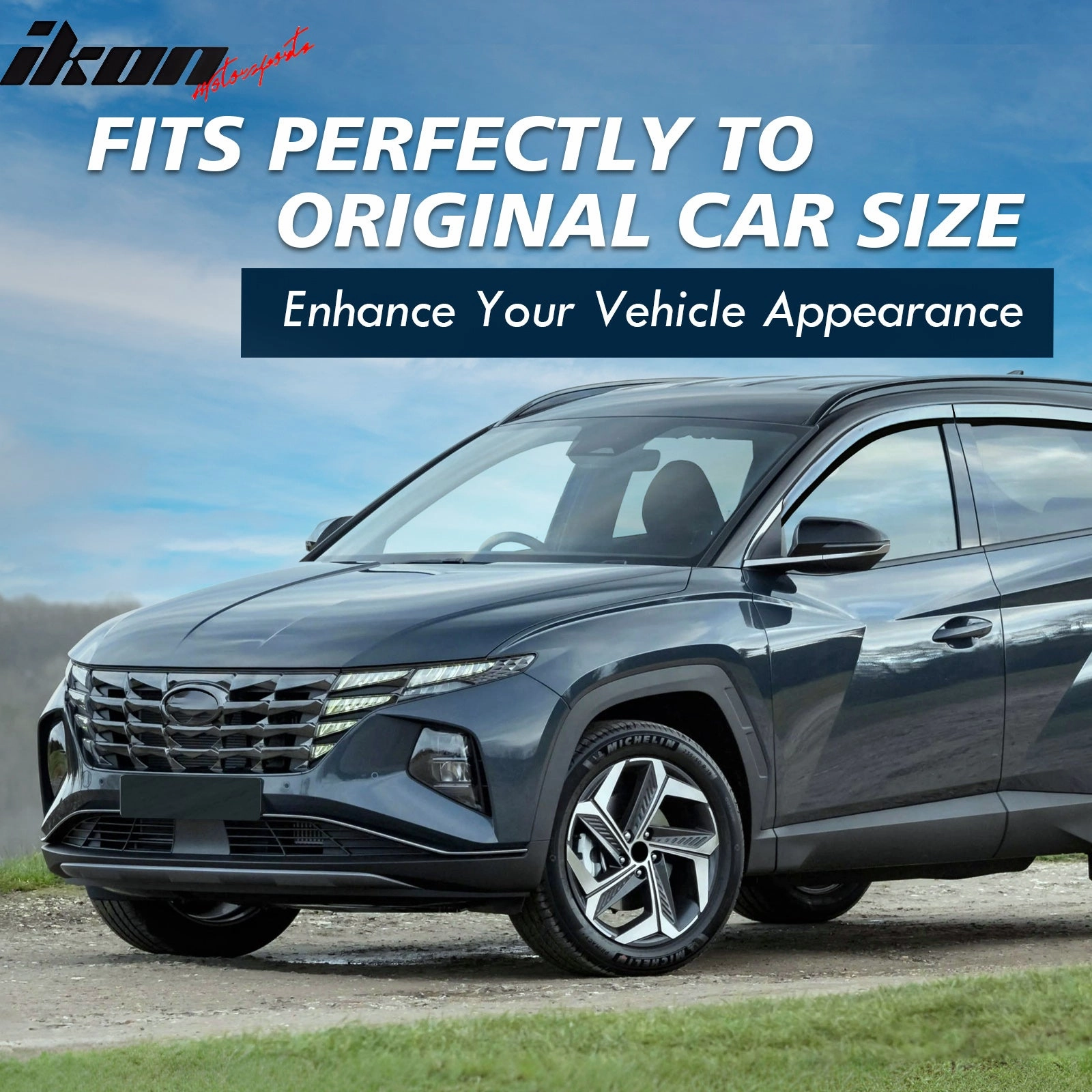 2005-2009 Hyundai Tucson Tape-On Chrome 4PCS Window Visors Guards ABS