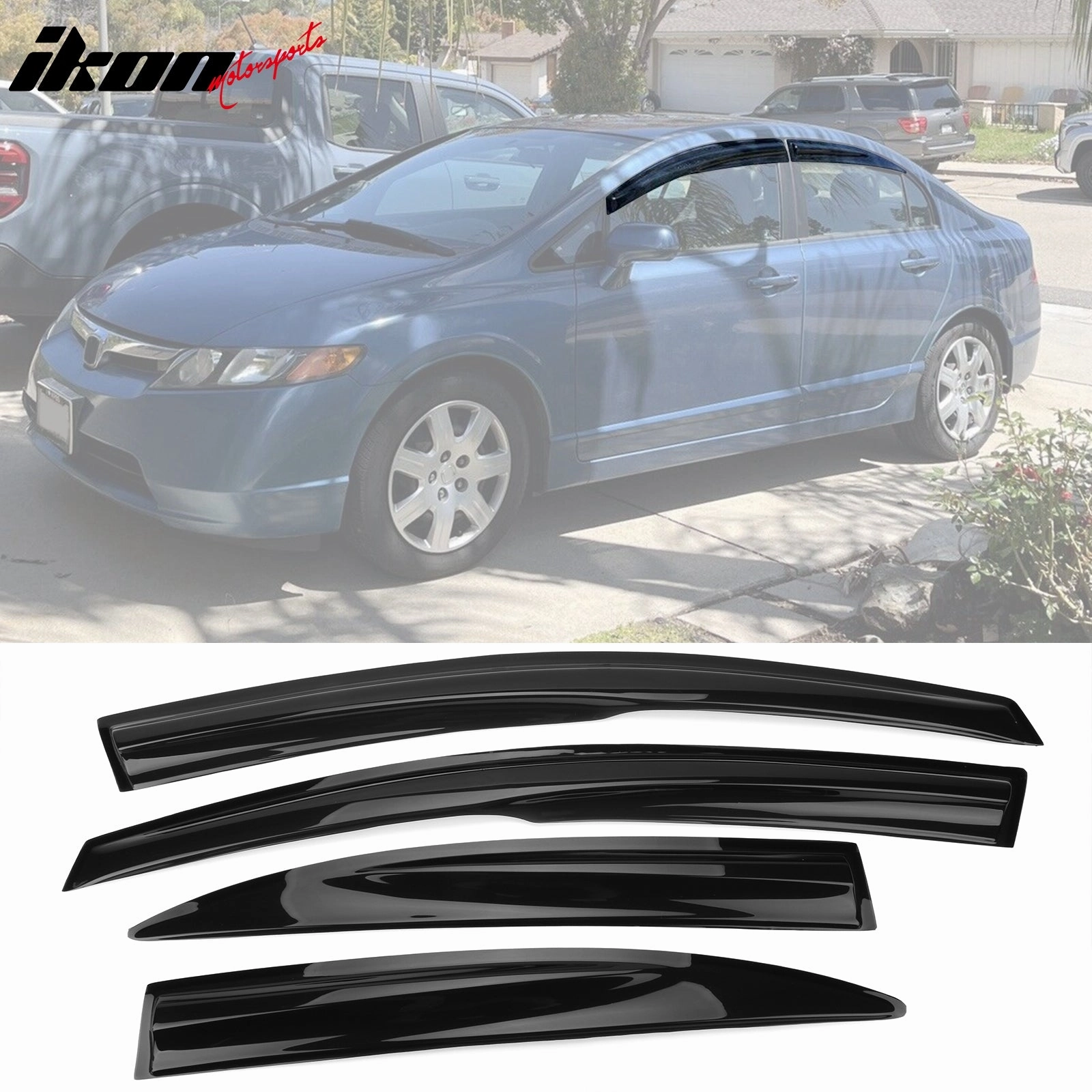 2006-2011 Honda Civic Sedan Window Visors Polycarbonate