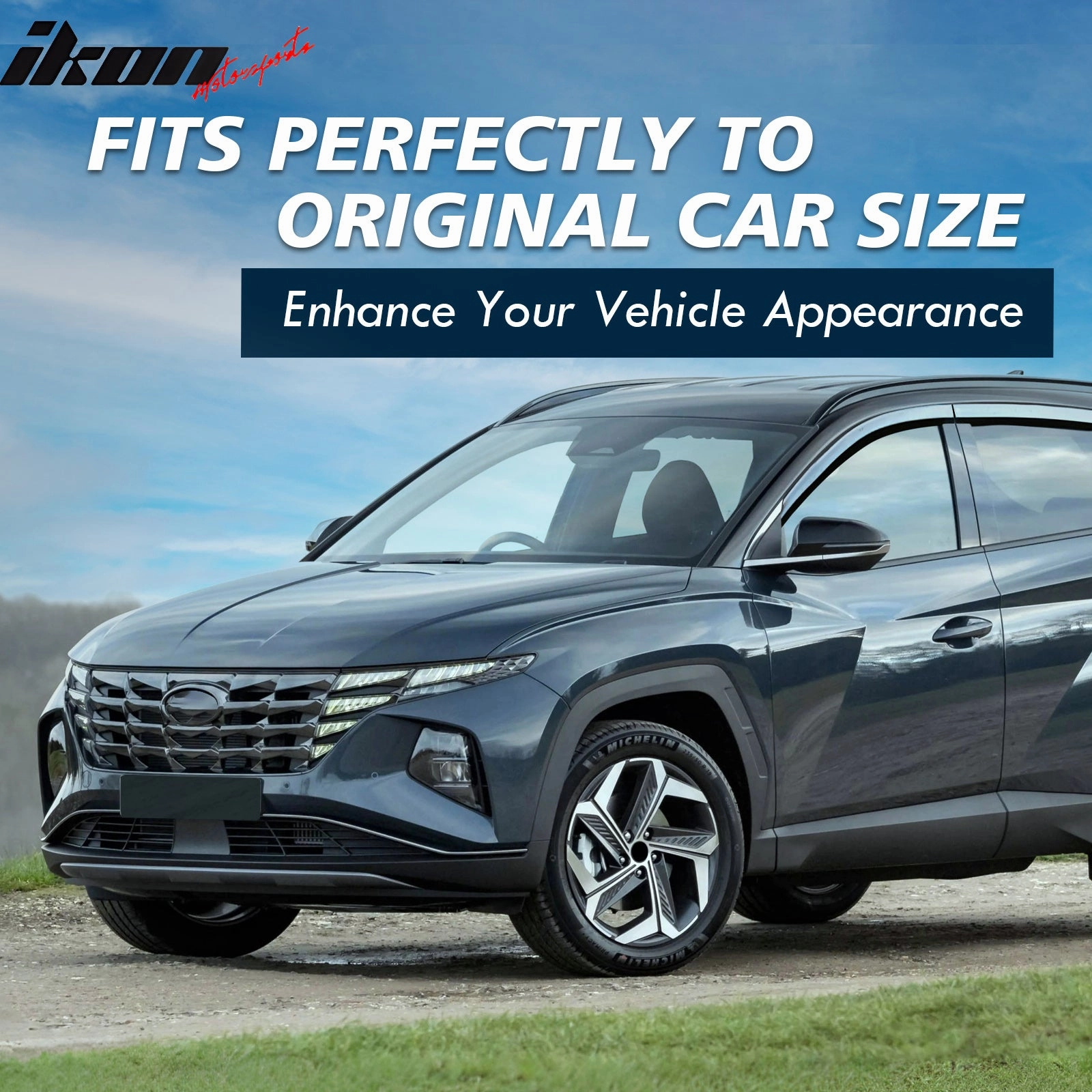 2007-2012 Hyundai Santa Fe Tape-On Dark Smoke 4PCS Window Visors ABS