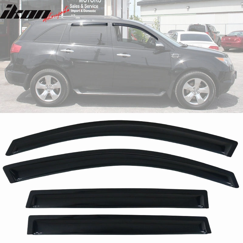 2007-2013 Acura MDX Visor Windows Rain Guard Acrylic Slim Style Smoke