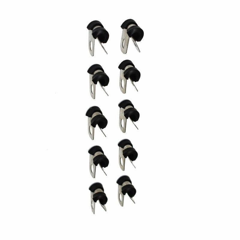 3-8 Line Clamp Stainless Steel Removable Neoprene Cushion ‚Äî Brake Fuel Oil Lines Ignition Wires Battery Cables Protection ‚Äî 10 Pack