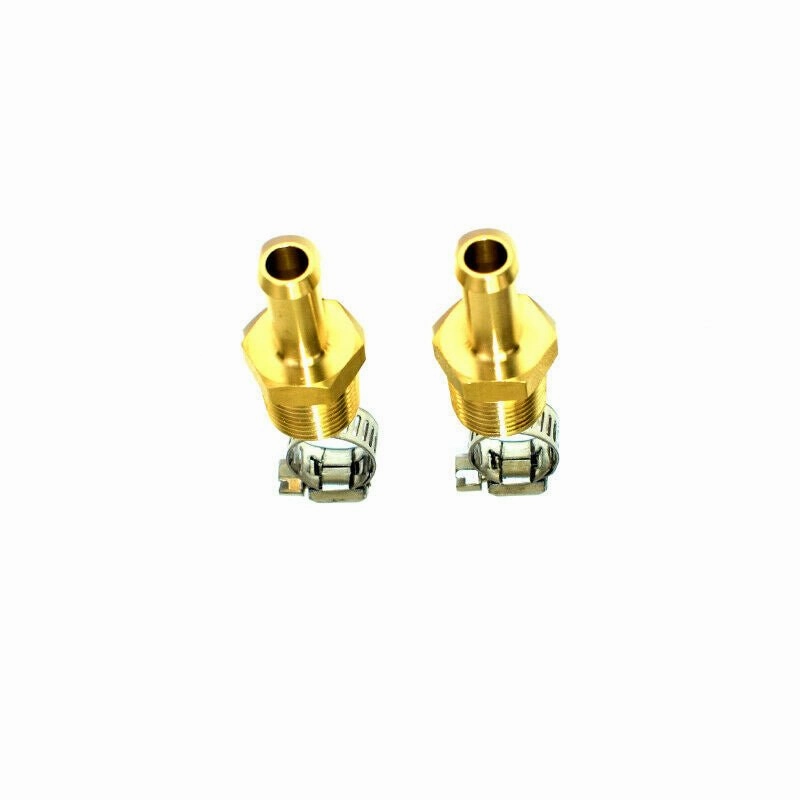 3-8" NPT (National Pipe Thread) to 3-8" hose with 2 hose clamps