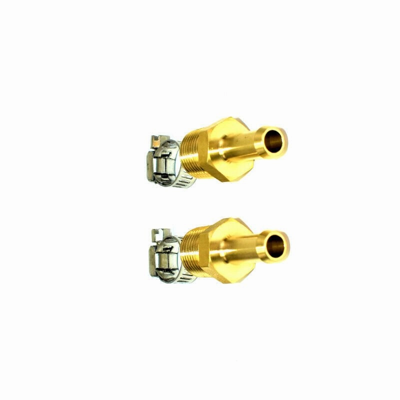 3-8" NPT (National Pipe Thread) to 3-8" hose with 2 hose clamps