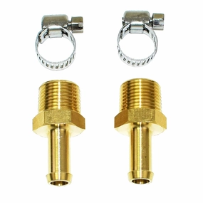 3-8" NPT (National Pipe Thread) to 3-8" hose with 2 hose clamps