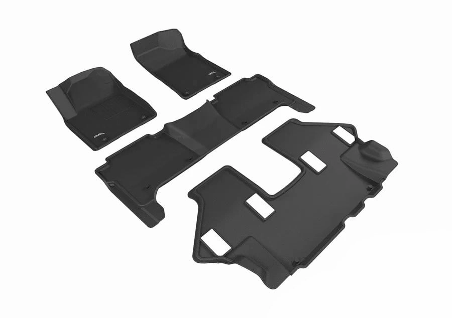 3D MAXpider Floor Mats Nissan Armada (17-18) All-Weather Kagu Series Black - Front / Second / Third Row