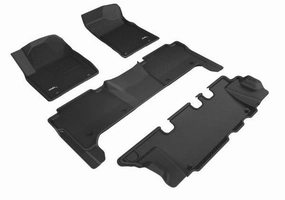 3D MAXpider Floor Mats Nissan Armada (17-18) All-Weather Kagu Series Black - Front / Second / Third Row