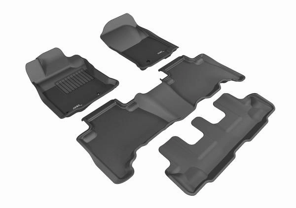 3D MAXpider Floor Mats Toyota 4Runner 7 Seater Seater (13-24) All-Weather Kagu Series Black - Front / Second / Third Row