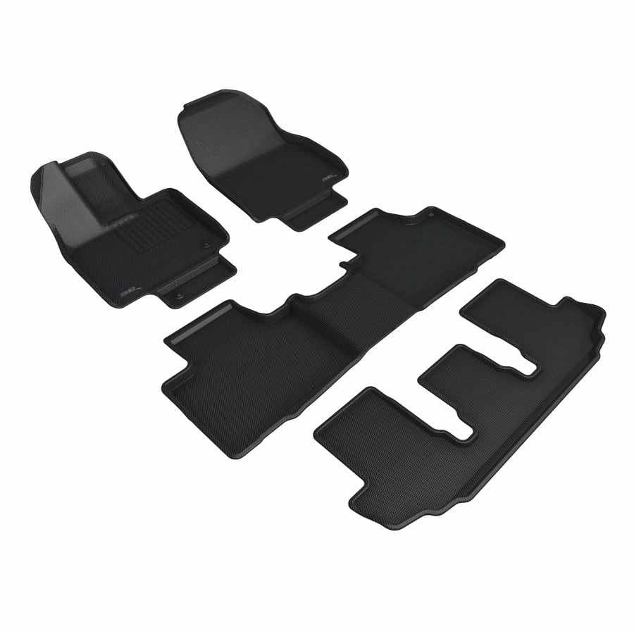 3D MAXpider Floor Mats Toyota Highlander Gas 7 / 8 Seater (20-24) All-Weather Kagu Series Black - Front / Second / Third Row