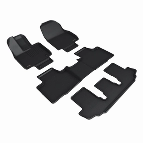3D MAXpider Floor Mats Toyota Highlander Gas 7 / 8 Seater (20-24) All-Weather Kagu Series Black - Front / Second / Third Row