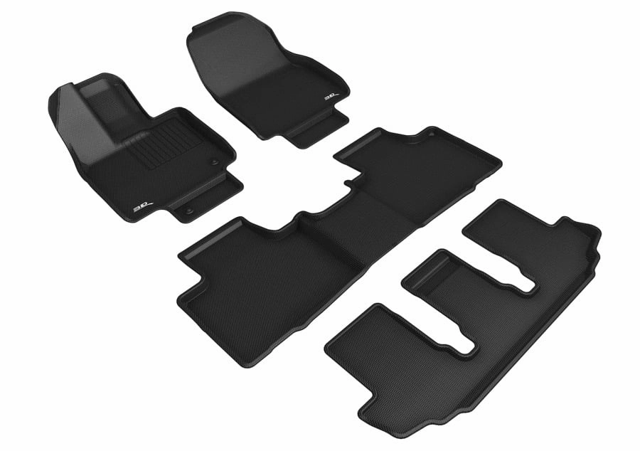 3D MAXpider Floor Mats Toyota Highlander Gas 7 / 8 Seater (20-24) All-Weather Kagu Series Black - Front / Second / Third Row