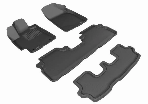 3D MAXpider Floor Mats Toyota Highlander Gas / Hybrid (08-13) All-Weather Kagu Series Black - Front / Second / Third Row