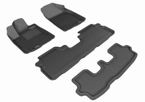 3D MAXpider Floor Mats Toyota Highlander Gas / Hybrid (08-13) All-Weather Kagu Series Black - Front / Second / Third Row