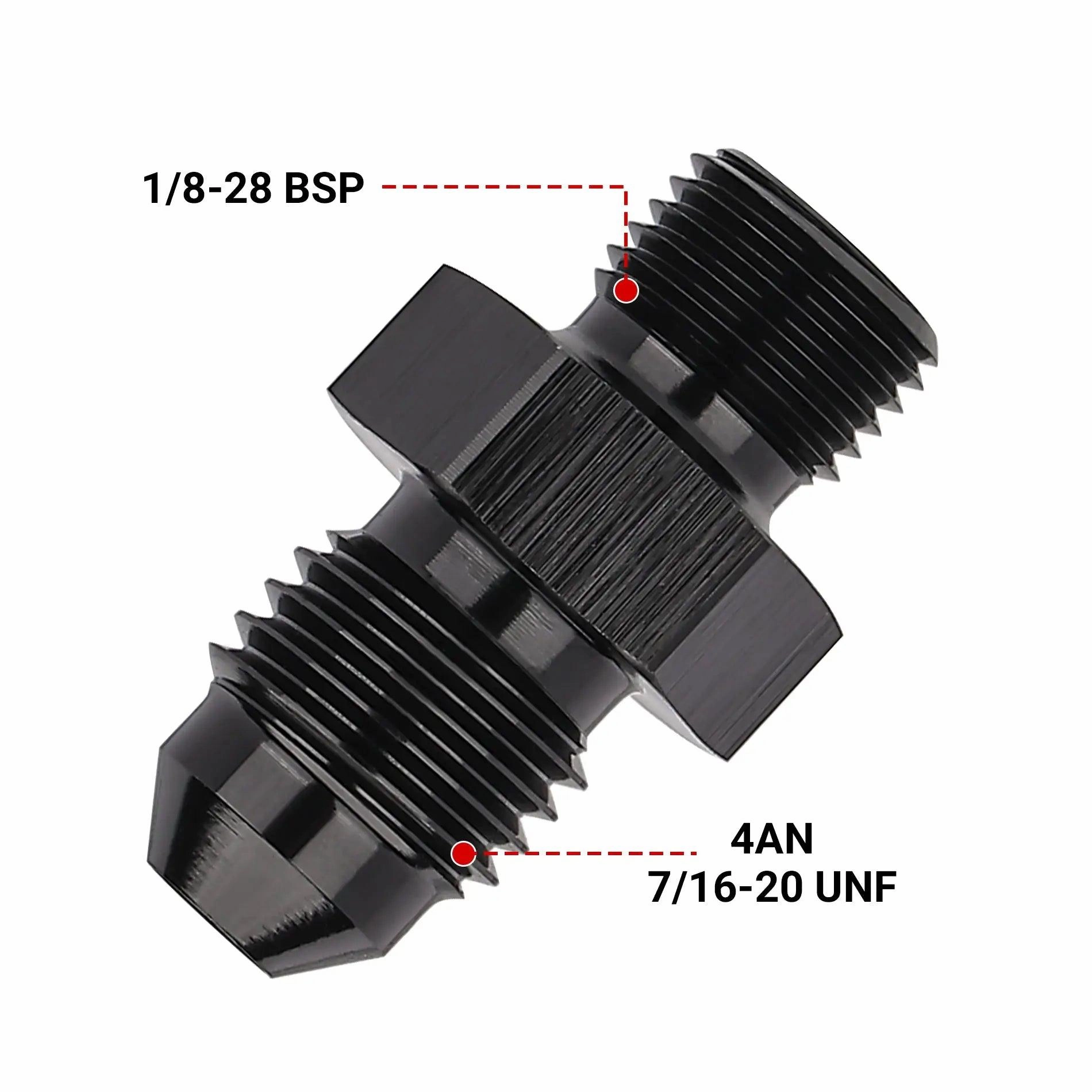 AN Male to BSP Fitting - 4/6/8/10/12 AN Adapter Straight Aluminum Black | High-Performance Fuel System Solution | EVIL ENERGY