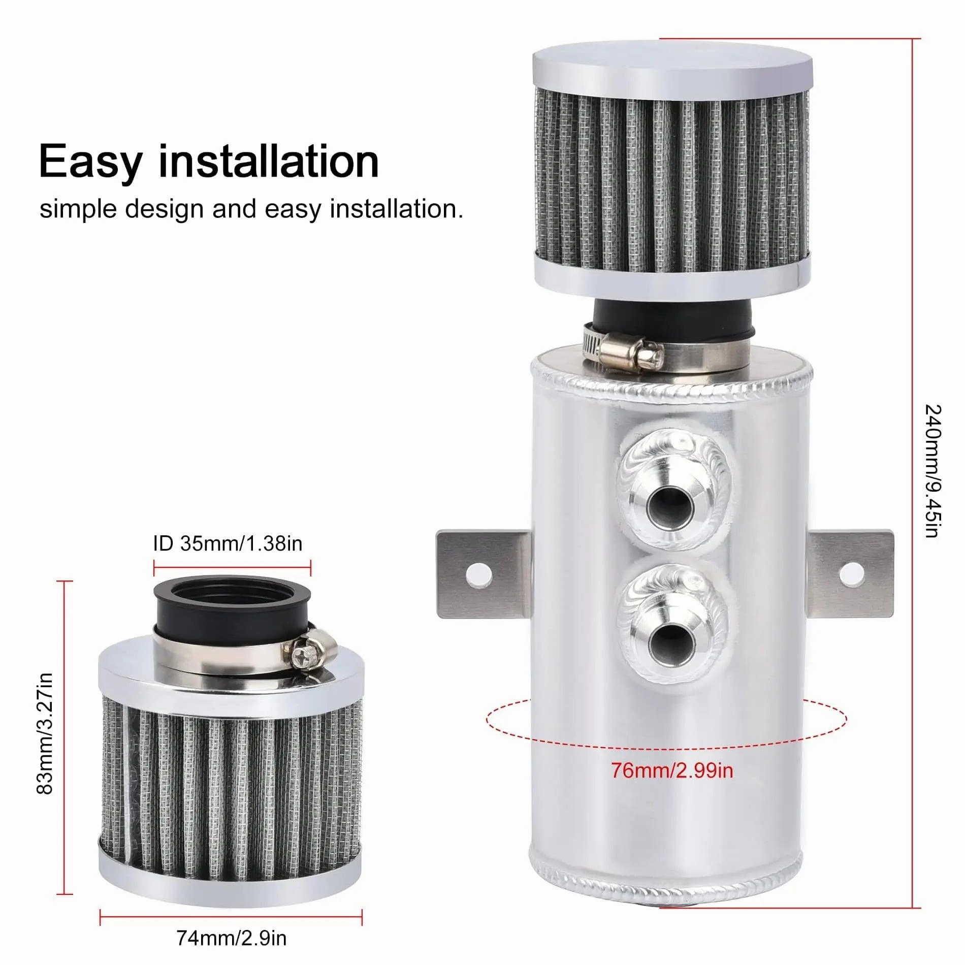 EVIL ENERGY 10AN Baffled Oil Catch Can Oil Breather Tank with Valve 750ML Universal