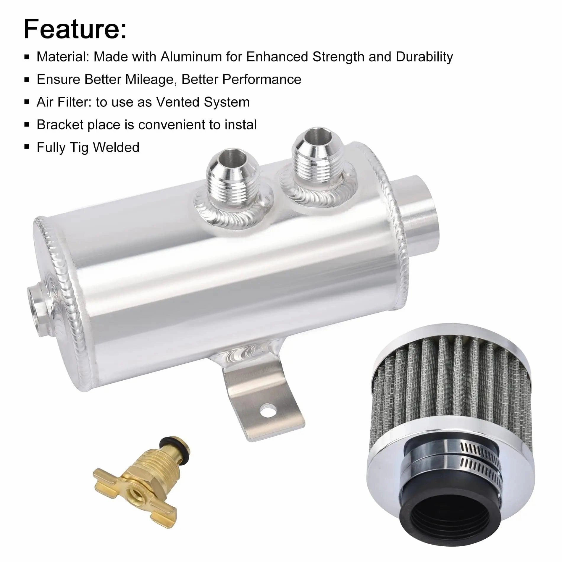 EVIL ENERGY 10AN Baffled Oil Catch Can Oil Breather Tank with Valve 750ML Universal