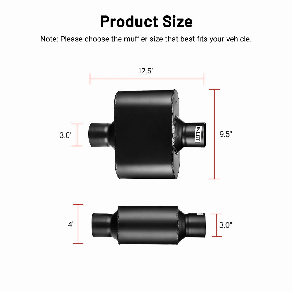 EVIL ENERGY 2.5 In 2.5 Out/3.0 In 3.0 Out Super 10 Series Center In Center Out Exhaust Muffler