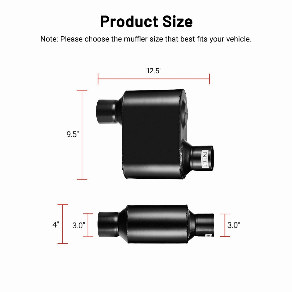 EVIL ENERGY 2.5 In 2.5 Out/3.0 In 3.0 Out Super 10 Series Offset In Offset Out Exhaust Muffler