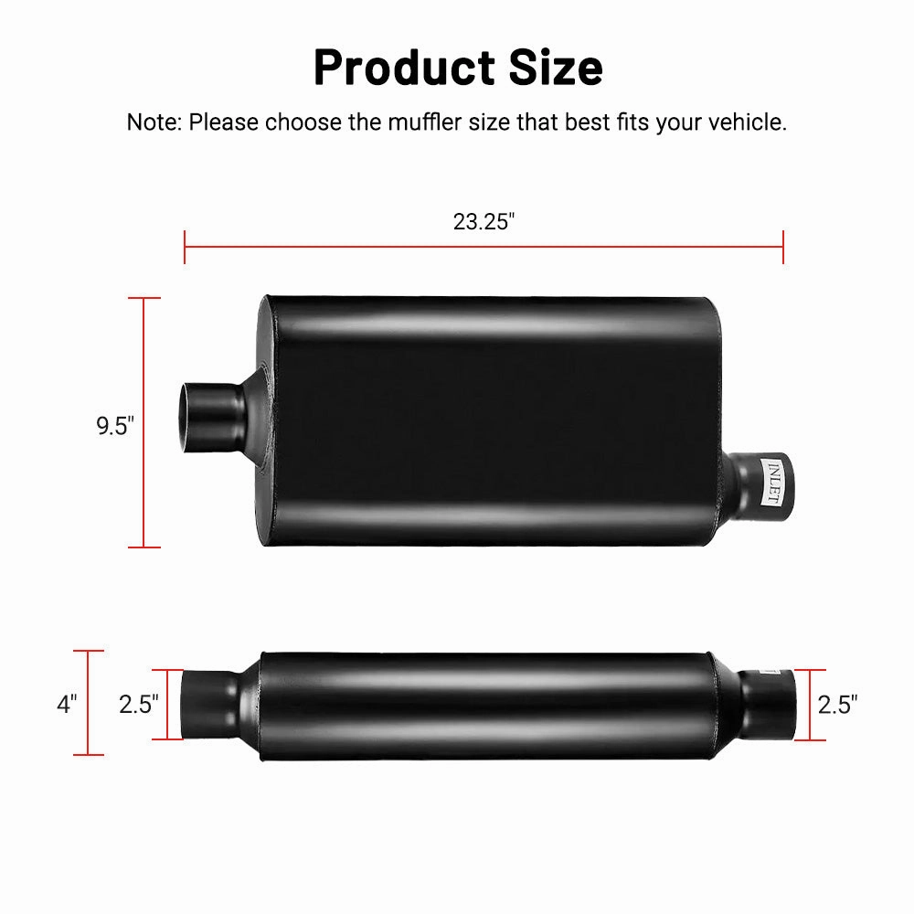 EVIL ENERGY 2.5" In 2.5" Out / 3.0" In 3.0" Out 50 Series Offset In Center Out Exhaust Muffler