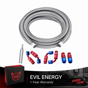 EVIL ENERGY 3AN PTFE Fuel Line Kit 10FT,  E85 Stainless Steel Braided 7PCS