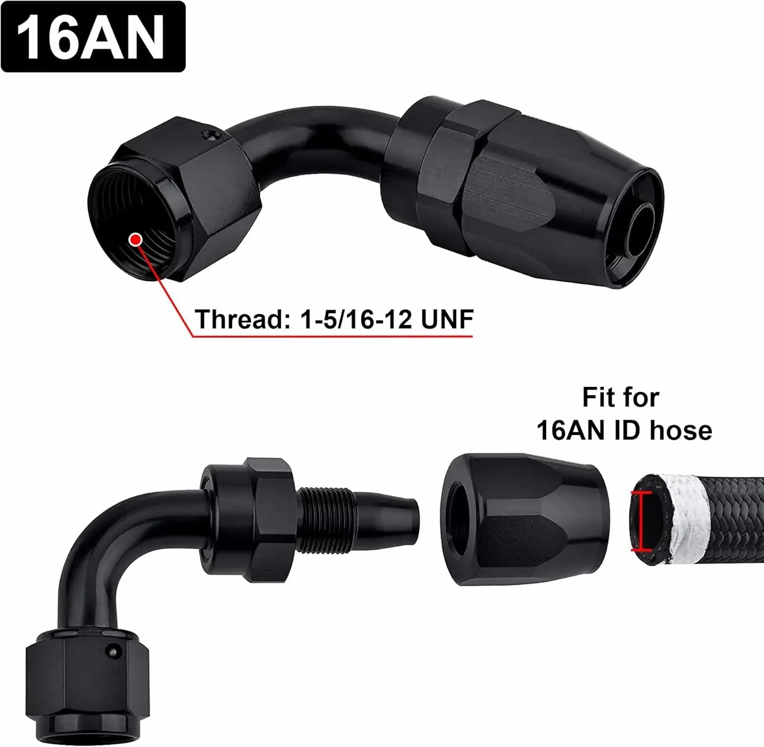 EVIL ENERGY 4/6/8/10/12/16/20 AN Hose End Fitting Swivel for CPE Braided Hose Black