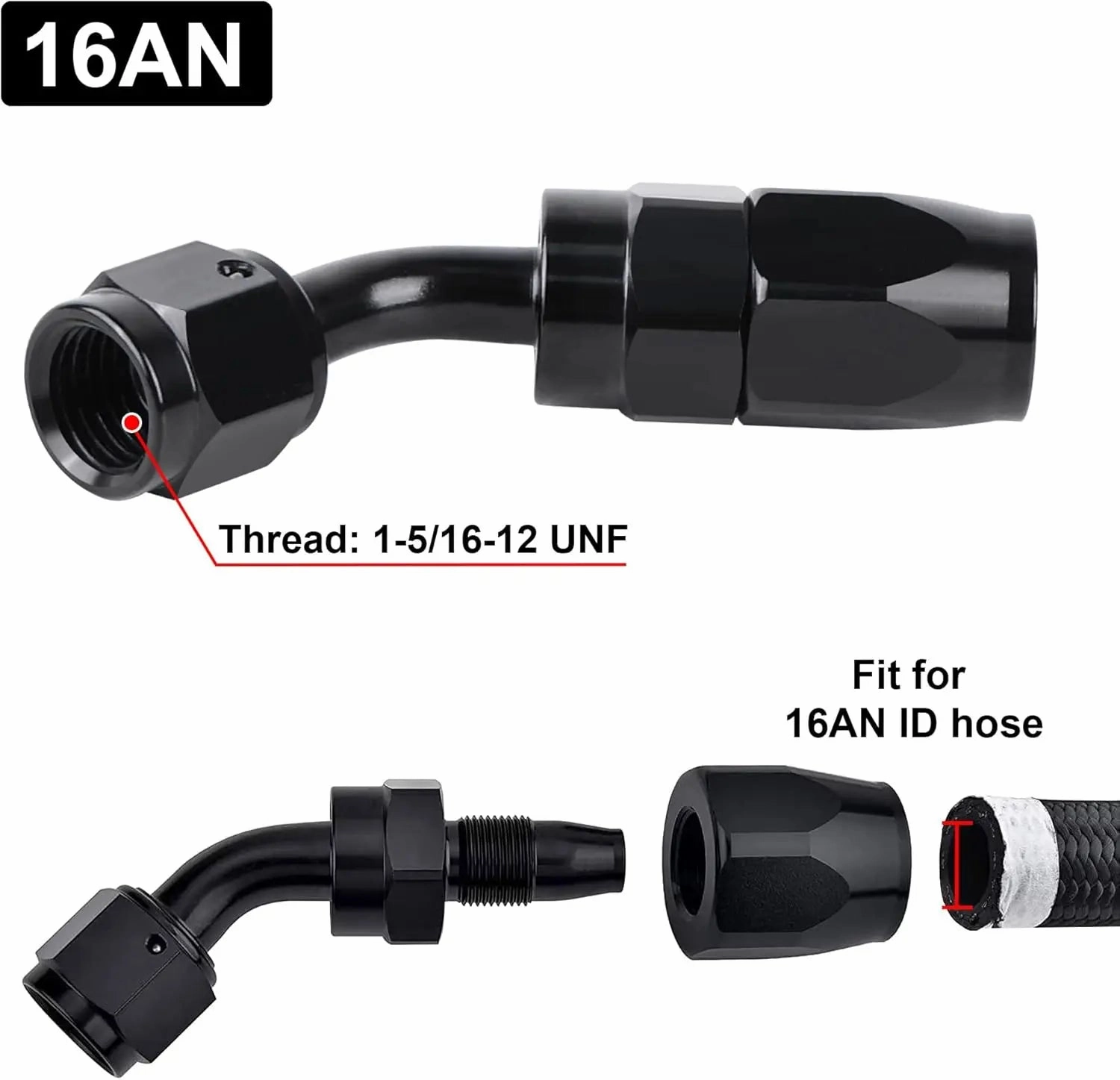 EVIL ENERGY 4/6/8/10/12/16/20 AN Hose End Fitting Swivel for CPE Braided Hose Black