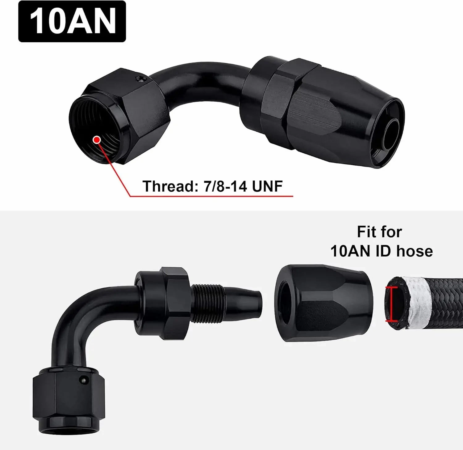 EVIL ENERGY 4/6/8/10/12/16/20 AN Hose End Fitting Swivel for CPE Braided Hose Black