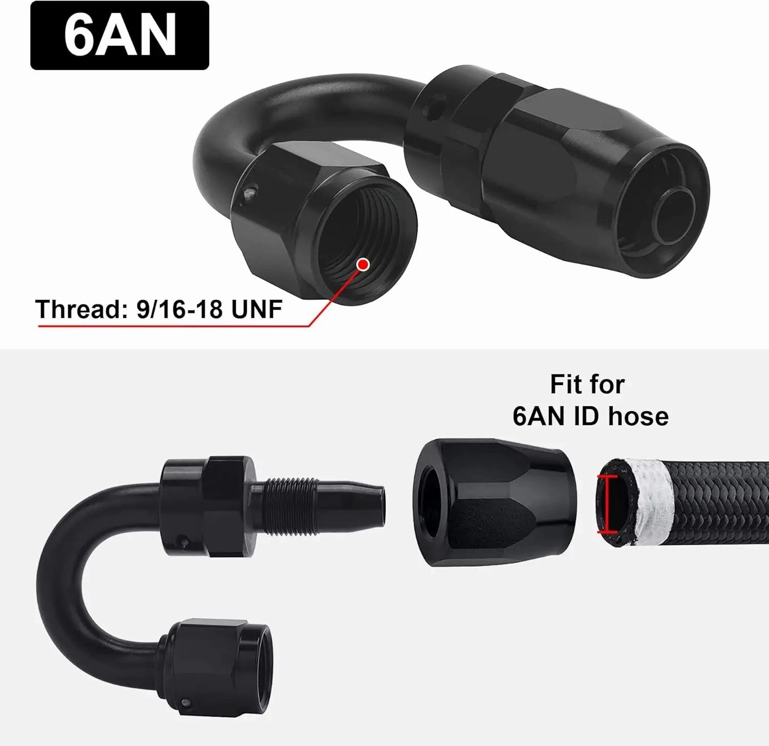 EVIL ENERGY 4/6/8/10/12/16/20 AN Hose End Fitting Swivel for CPE Braided Hose Black