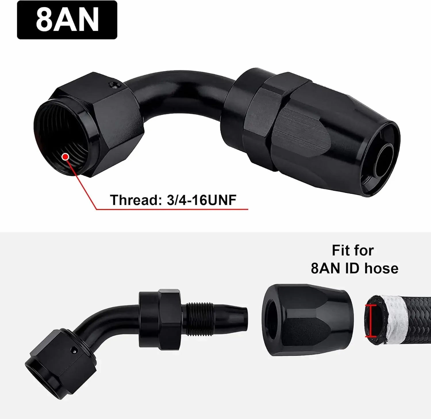EVIL ENERGY 4/6/8/10/12/16/20 AN Hose End Fitting Swivel for CPE Braided Hose Black