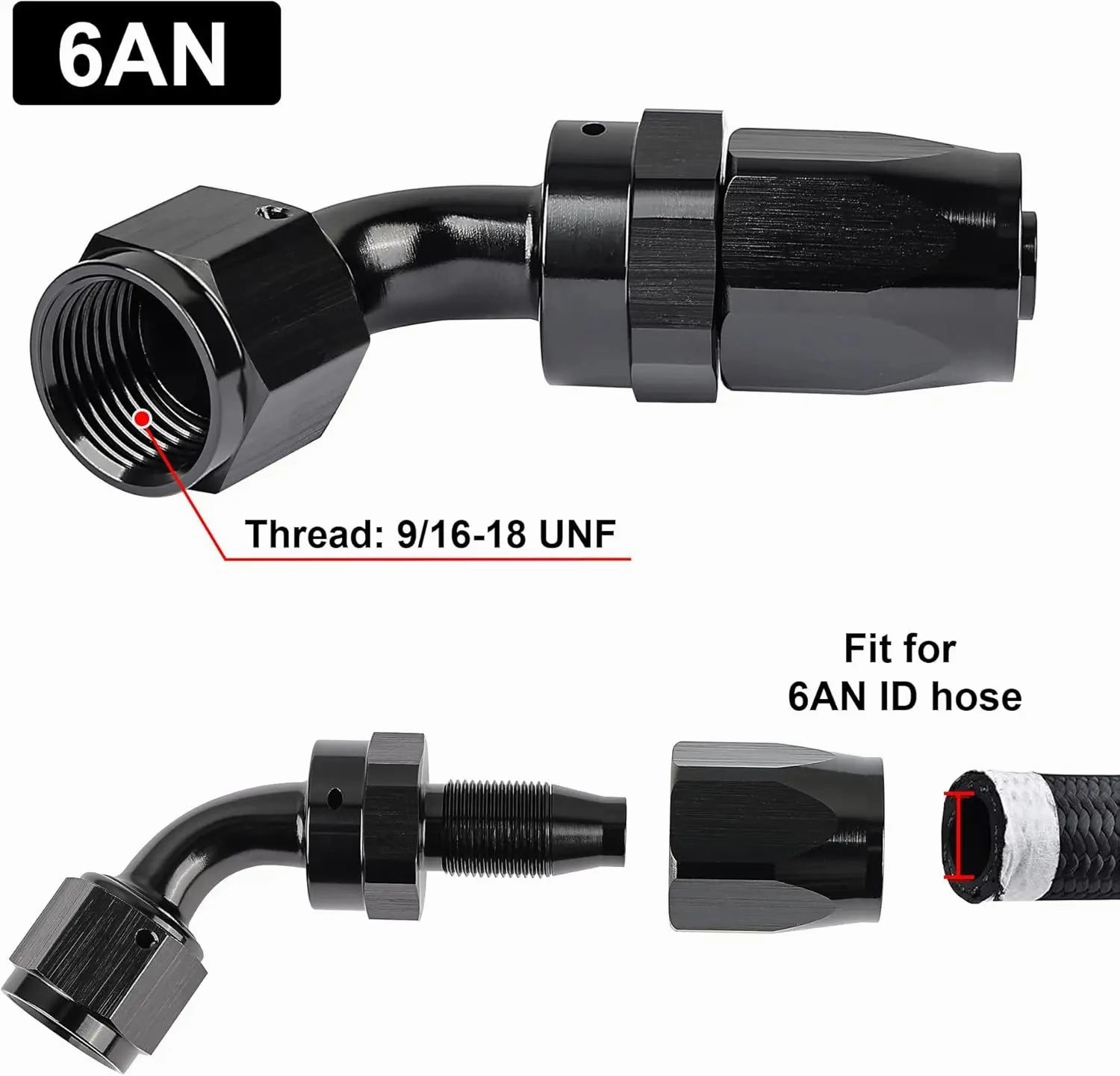 EVIL ENERGY 4/6/8/10/12/16/20 AN Hose End Fitting Swivel for CPE Braided Hose Black