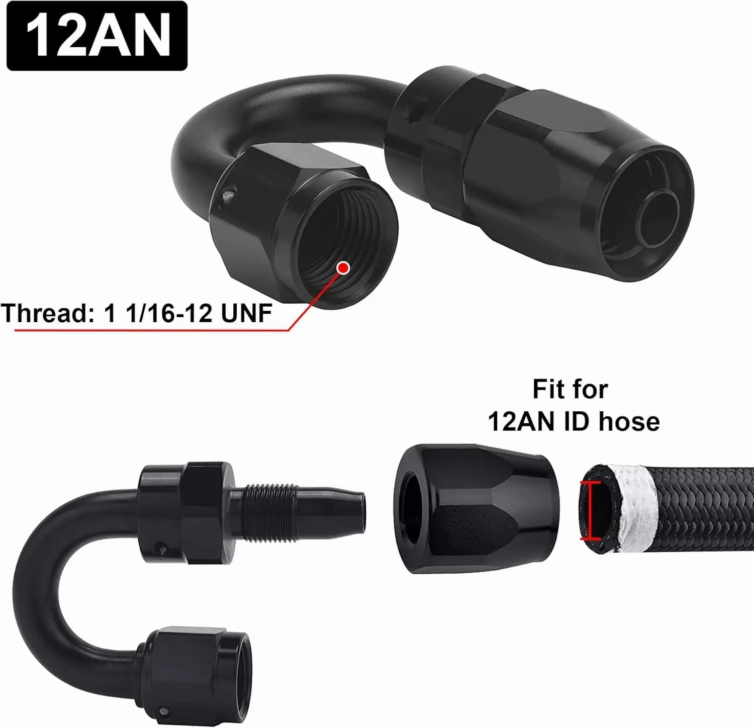 EVIL ENERGY 4/6/8/10/12/16/20 AN Hose End Fitting Swivel for CPE Braided Hose Black