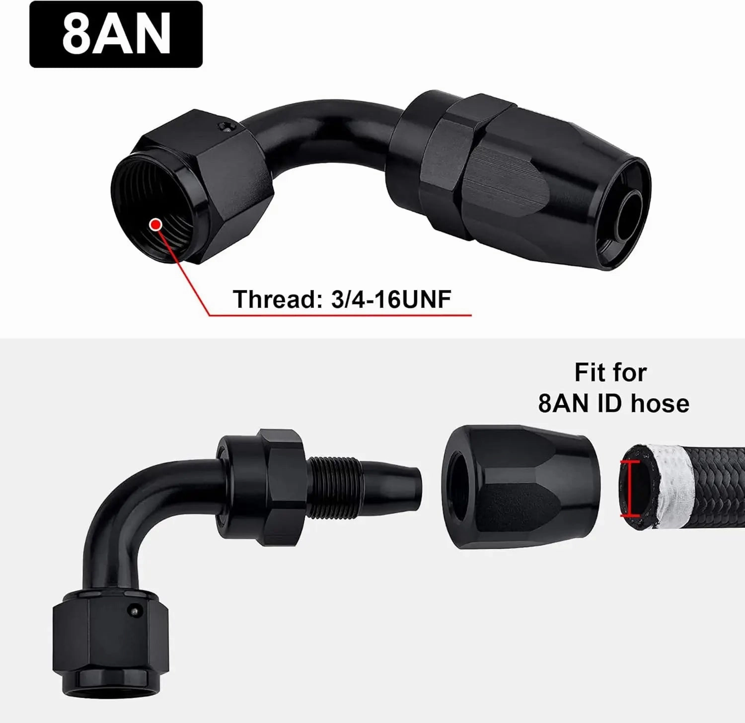 EVIL ENERGY 4/6/8/10/12/16/20 AN Hose End Fitting Swivel for CPE Braided Hose Black