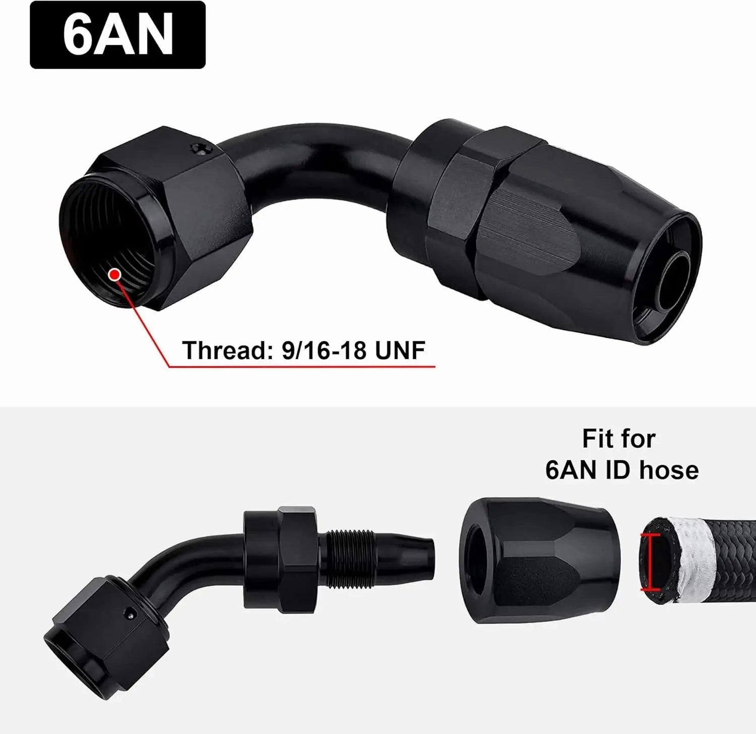 EVIL ENERGY 4/6/8/10/12/16/20 AN Hose End Fitting Swivel for CPE Braided Hose Black