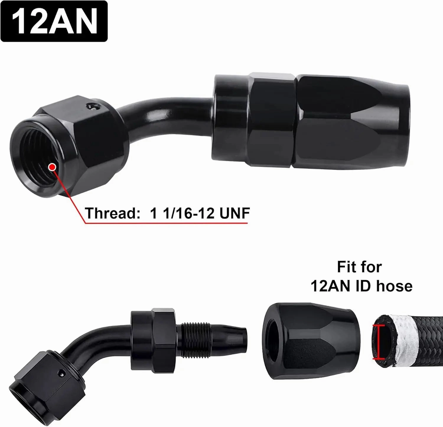 EVIL ENERGY 4/6/8/10/12/16/20 AN Hose End Fitting Swivel for CPE Braided Hose Black