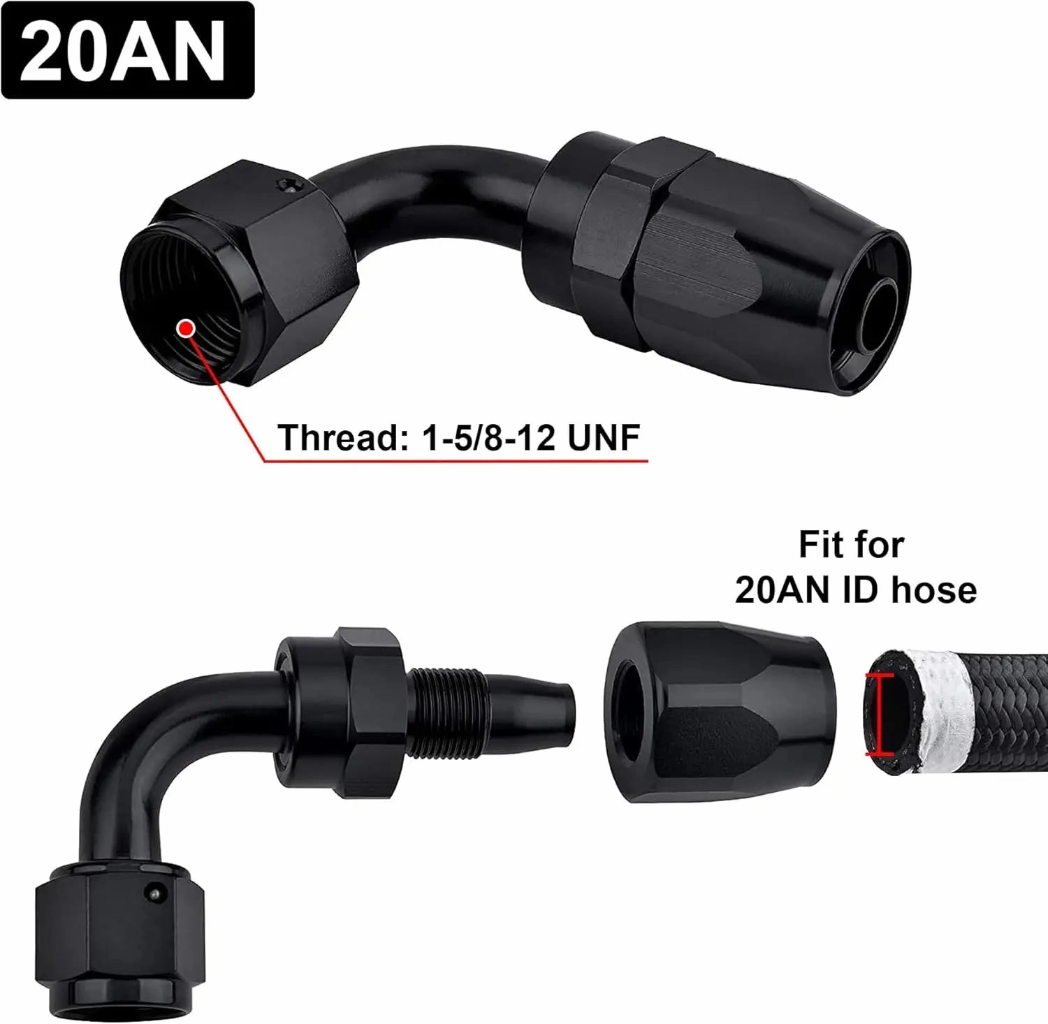 EVIL ENERGY 4/6/8/10/12/16/20 AN Hose End Fitting Swivel for CPE Braided Hose Black