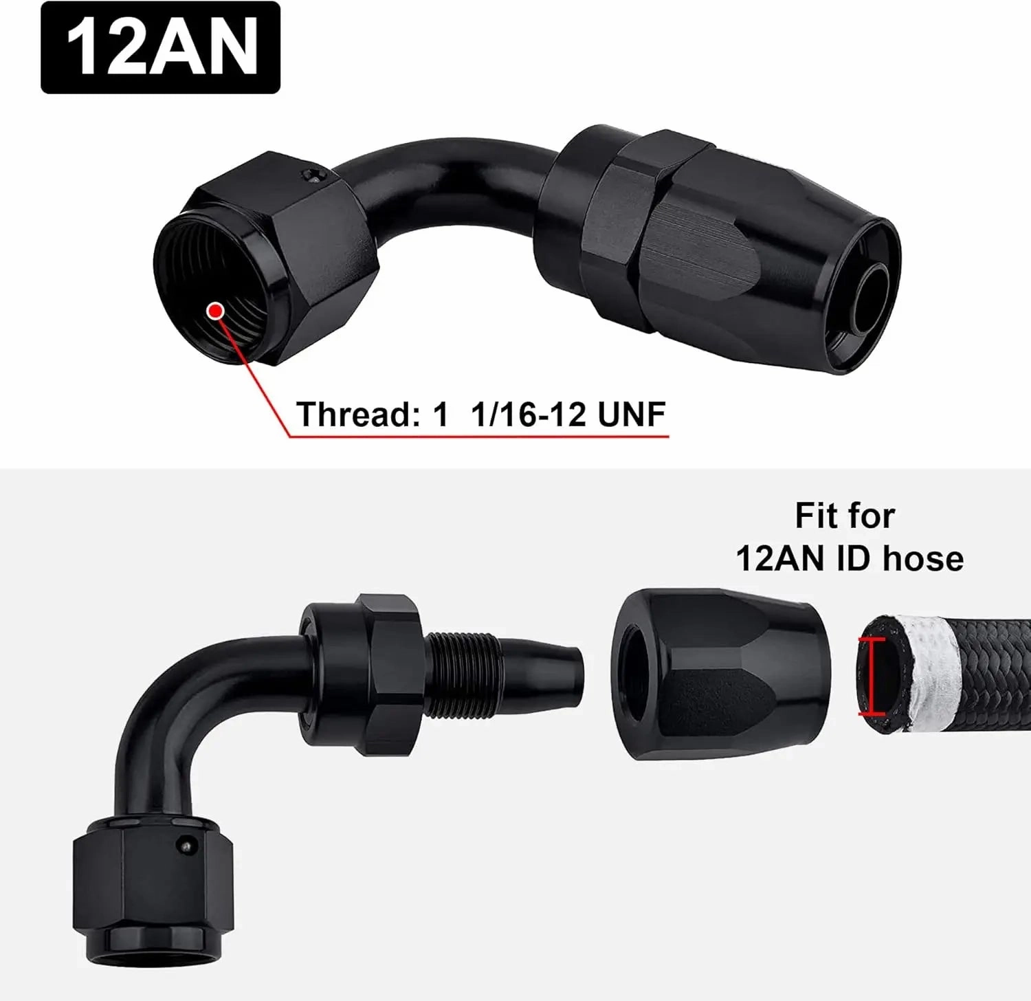 EVIL ENERGY 4/6/8/10/12/16/20 AN Hose End Fitting Swivel for CPE Braided Hose Black